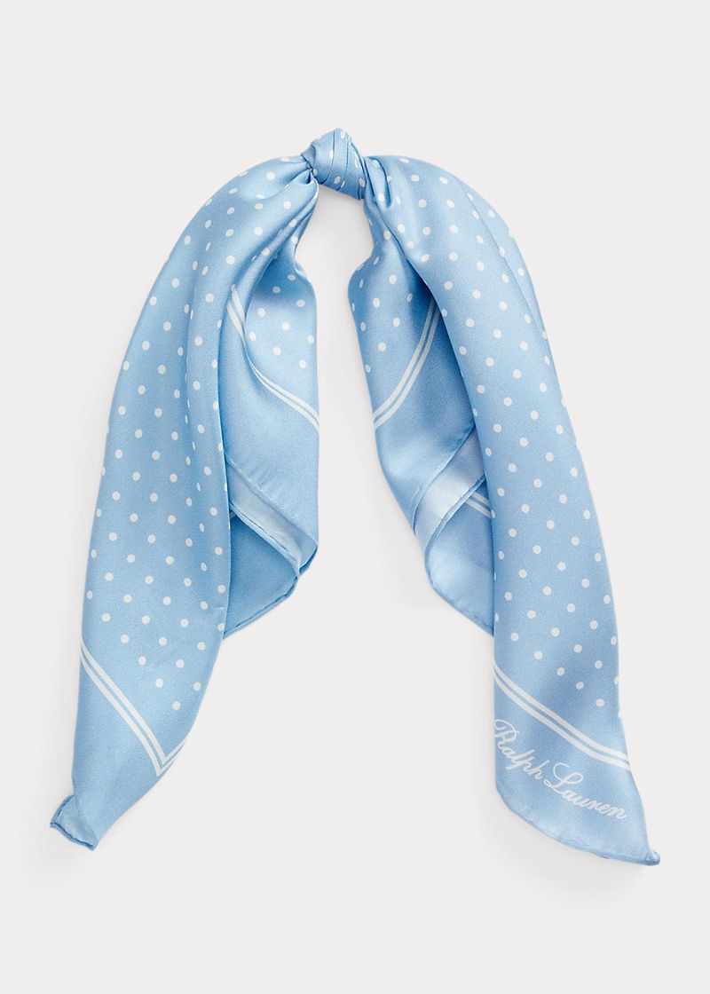 Bufanda Lauren Mujer Gisele Polka-Dot Silk Twill Square Chile Azules TQXDN-7284